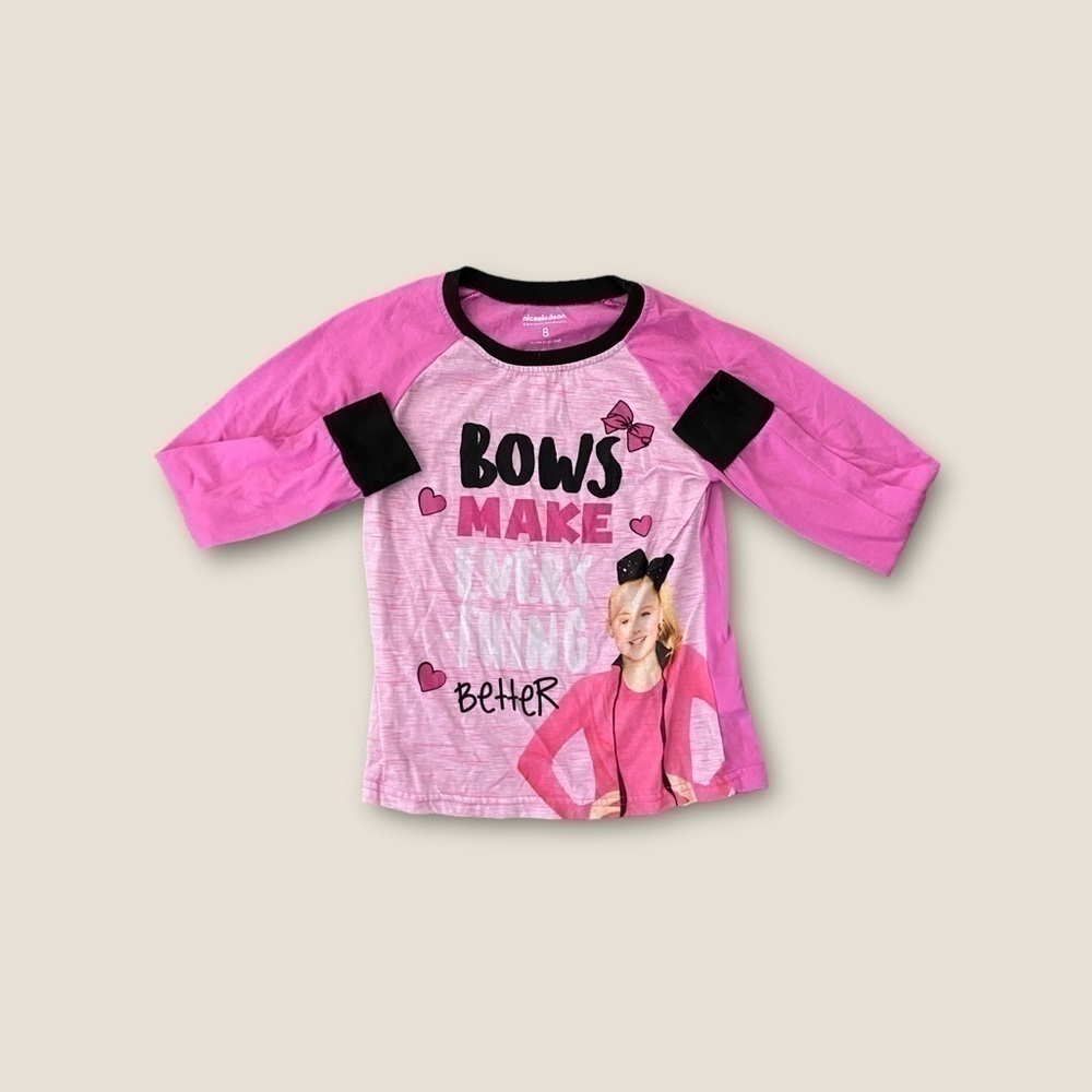 Nickelodeon JoJo Siwa Long Sleeve Pajama Top Pink Combo 8